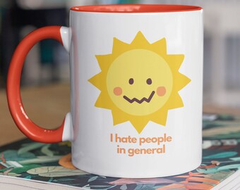 I Hate People Mug, Funny Introvert Gift, Sarcastic Office Coffee Cup