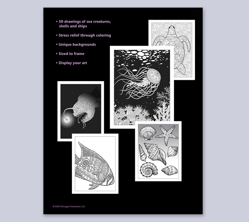 100 Ocean Animals Adult Coloring Book - Spiral Bound, Stress Relief, Fun Facts, Sea Life Designs For Women & Men - View #5