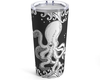 Octopus travel mug octopi sea witch mug kraken teen tumbler gift for mom beach waves tentacle gift octopus girl lover little mermaid villain