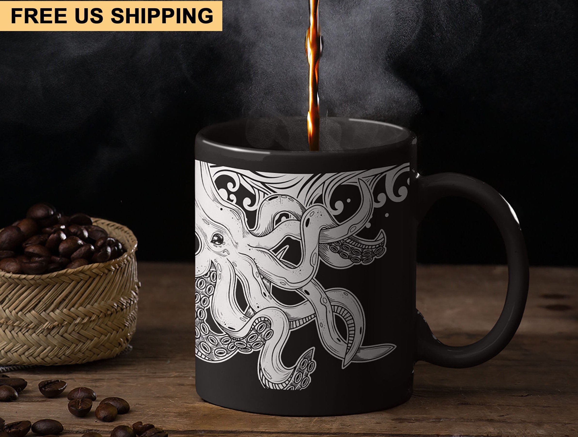 Kraken coffee mug octopus lover octopus girl gift ocean mug jersey shore gift dad mom gift tentacle gift kraken sea mom birthday party favor