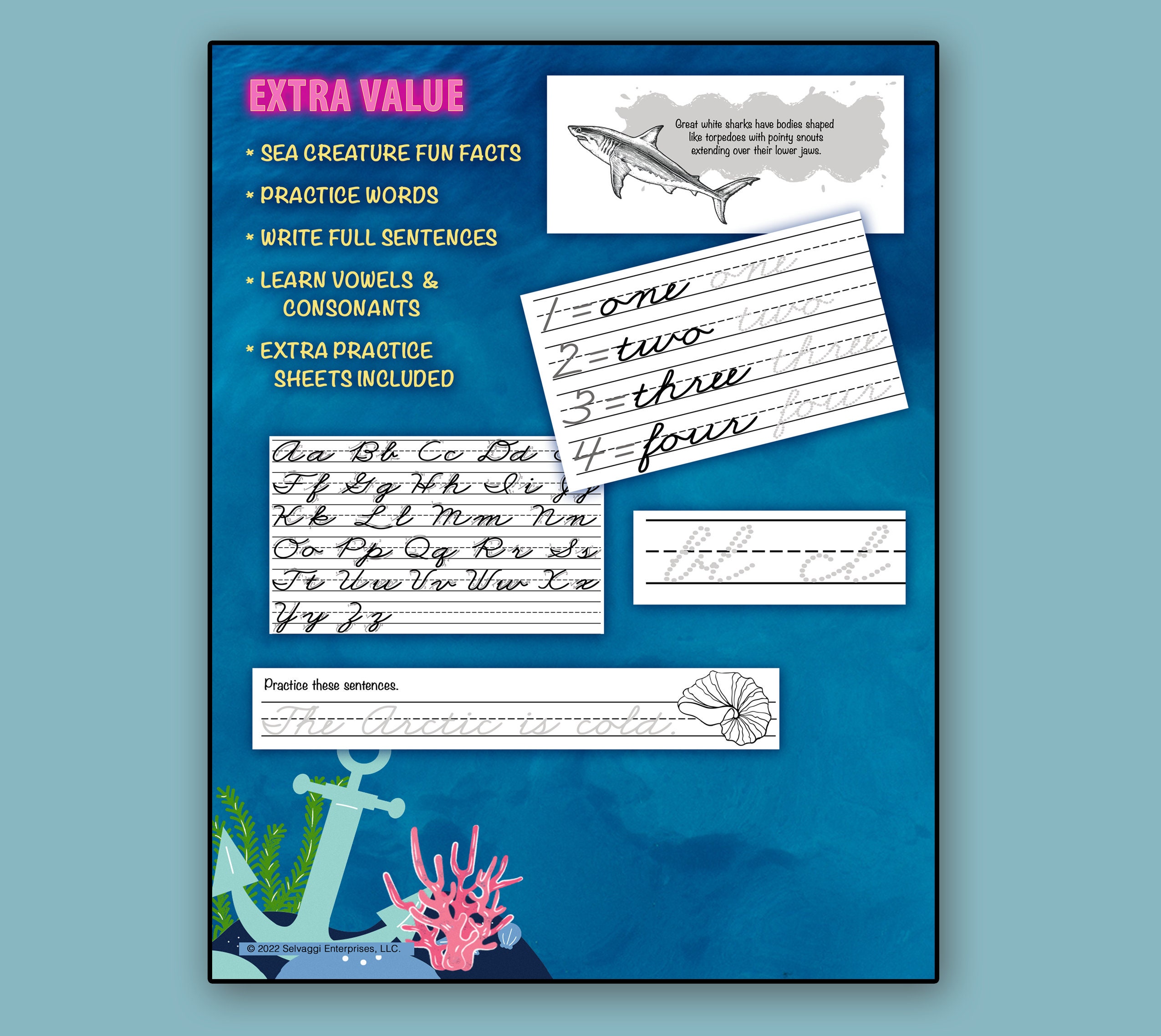 Mermaid Cursive Handwriting Workbook Teacher Gift for Kids Back to ...