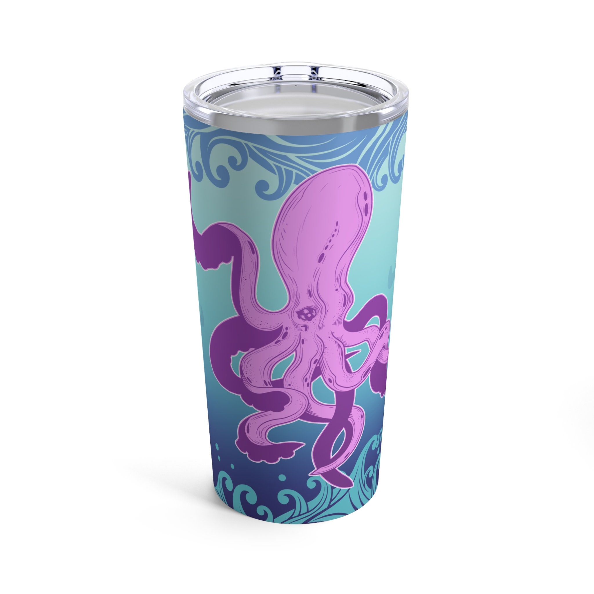 Octopus travel mug octopi rainbow mug kraken teen tumbler gift for mom beach waves tentacle gift octopus girl lover little mermaid villain