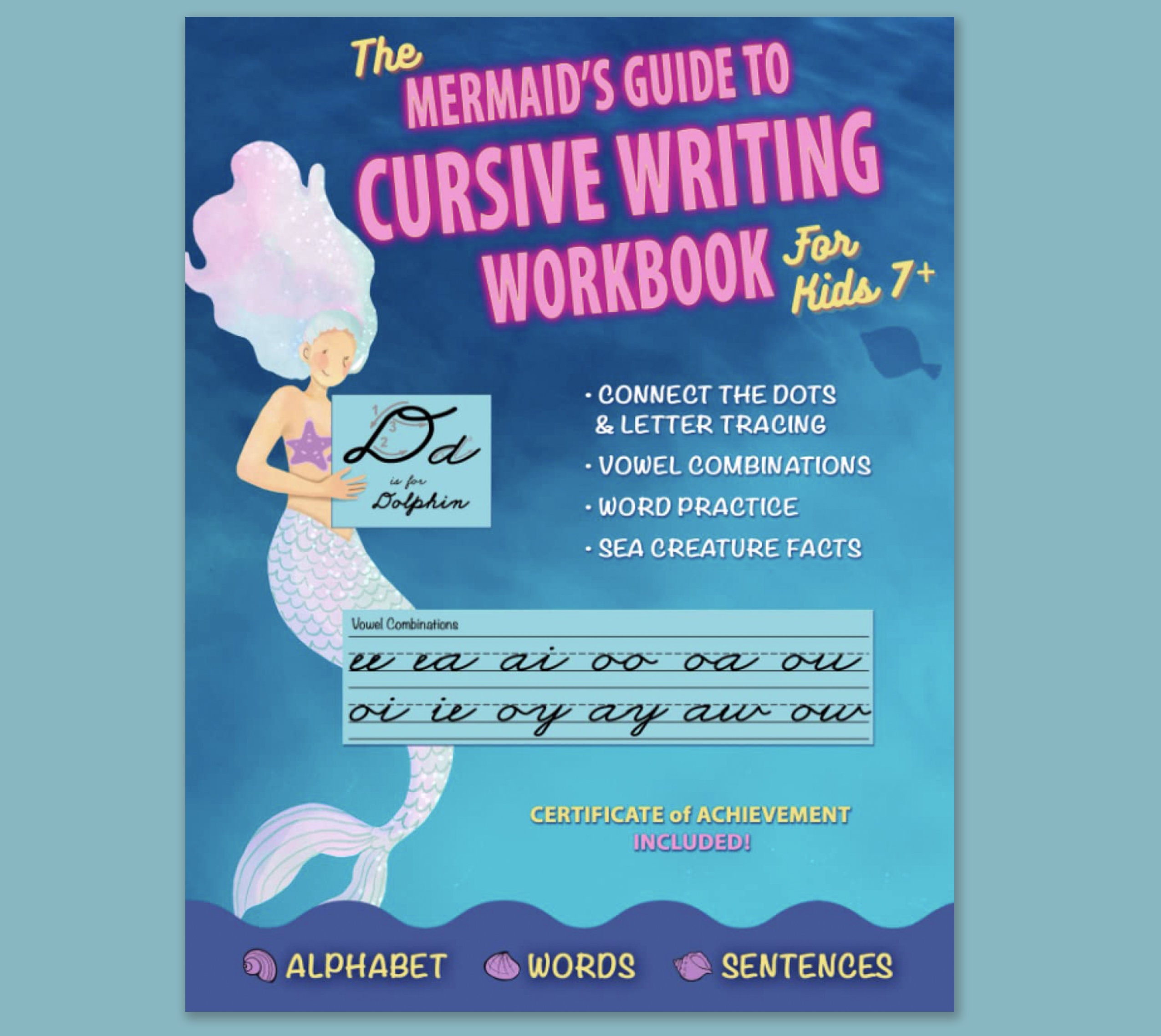 Mermaid Cursive Handwriting Workbook Teacher Gift for Kids Back to ...