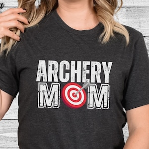 アーチェリーママTシャツ、アーチェリーキッズママTシャツ、お母さんへの素敵なギフト、ブルズアイターゲットグラフィックTシャツ、おもしろレディースTシャツ、アーチェリーファン