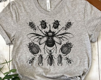 Vintage Beetle Insect Illustrations T-Shirt: Entomology Gift, Bug Shirt