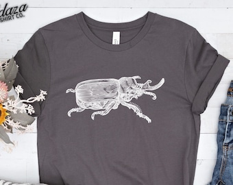 Vintage Rhinoceros Beetle T-Shirt: Entomology Nature Lover Gift