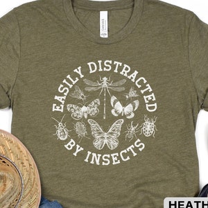 Easily Distracted By Insects Vintage Insect T-Shirt, Bug Shirt, Entomology Enthusiast Gifts, Gift For Bug Lover, Insect Lover Shirt