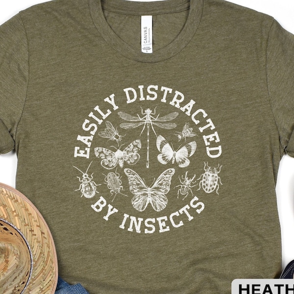 Easily Distracted By Insects Vintage Insect T-Shirt, Bug Shirt, Entomology Enthusiast Gifts, Gift For Bug Lover, Insect Lover Shirt