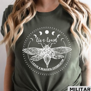 Live Loud and Leave a Beautiful Exoskeleton Vintage Cicada T-Shirt, Gifts for Entomology Lover