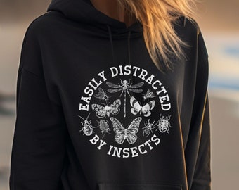 Leicht abgelenkt von Insekten Vintage Insekt Grafik Hoodie, Entomologie Geschenk