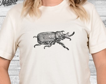 Rhinoceros Beetle Vintage Insect T-Shirt, Dynastinae Beetle Tee, Entomology and Nature Lover Gifts