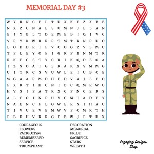 Memorial Day Printable Word Search Puzzles Springtime Party Games ...