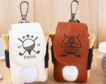 Golfball Taschen, Golfball und Tees Halter, Golf Geschenke für Ihn, Mini Golfball Halter, Leder Golf Beutel, Geschenke für Golfliebhaber