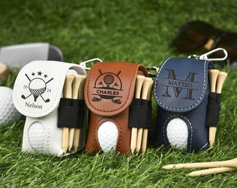 Golfball Taschen, Golfball und Tees Halter, Golf Geschenke für Ihn, Mini Golfball Halter, Leder Golf Beutel, Geschenke für Golfliebhaber