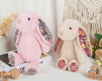 Personalized Plush Bunny with name: Custom Stuffed Animal, Easter Gift, Newborn Gift
