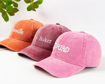 Custom Personalized Text/Logo Embroidered Hat, Dad Cap,Vintage Baseball Hat, Bachelorette hats,Custom caps Sorority hat,Gift For Dad Mom