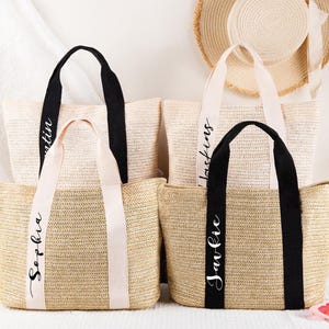 Straw Bag Personalized, Custom Beach Straw Bags, Burlap Tote Bag, Bridesmaid Gifts Bags, Bridal shower bag, Bachelorette, Wedding Favors