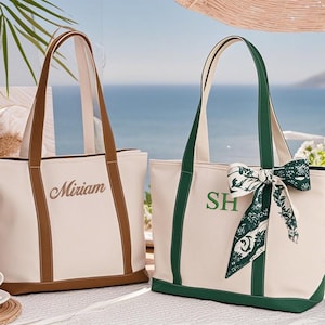 Custom Canvas Tote Bag, Personalised tote bag, name tote bag, bridesmaid gift bag, embroidered with initials custom tote, Personalized Gift