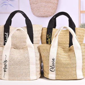 Straw Bag Personalized, Custom Beach Straw Bags, Burlap Tote Bag, Bridesmaid Gifts Bags, Bridal shower bag, Bachelorette, Wedding Favors