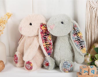Newborn First Bunny -custom Soft  Name Plush Toy - Baby's First Easter Gift Baptism Christening Present