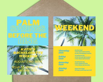 Palm Springs Before the Ring Bachelorette Digital Invitation | Customizable and Fun Design