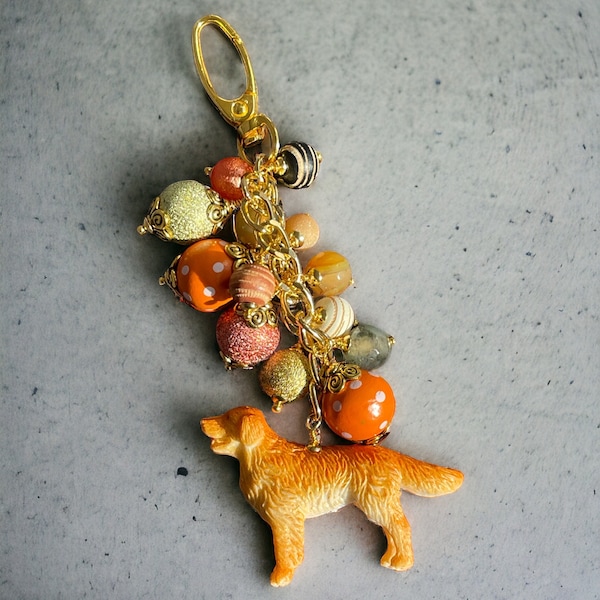 Doggie Chunky Beaded Purse charm, Unique Handcraft Chunky Keychain, Women Accessory, Dog Mom Gift idea, Dog Parent Gift, Mother's Day Gift