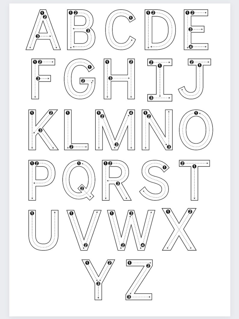 Traceable Alphabet Template Etsy