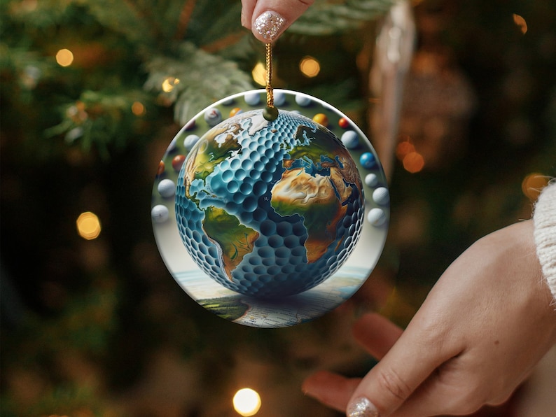Personalized Golf Ball Christmas Tree 2D Ornament, Christmas Golf