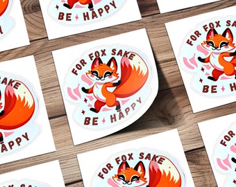 Adesivo Fox Personaggio dei cartoni animati felice, adesivo in vinile Fox, adesivo per laptop, adesivo per Macbook, adesivo per Mac, adesivo in vinile