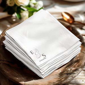 Custom Wedding Napkins, Personalized Wedding Favors, Monogrammed Wedding Napkins, Elegant Wedding Decor, Reception Napkins, Custom Date