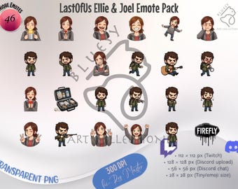 アニメーションエモートバンドル、The Last of Us Twitch Discordエモート、インスタントダウンロード、アニメーションGIFエモートパック、ストリーミングエモート