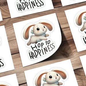 Bunny Happiness Sticker, Fluffy Sticker, Cute Rabbit Sticker, Rabbit Lover Gift, Car Decal, Phone Decal