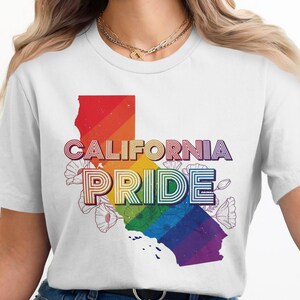 California Pride T-Shirt,Gay Pride Sweatshirt,Pride Hoodie,LGBTQ California Map,Rainbow State Pride,Pride Month Clothing,California Poppies