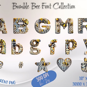 Bumble Bee Font Bundle, Animal Alphabet Clipart, Animals PNG, Kids Birthday Font, Party Letters PNG, Printable Letters, Digital Crafting