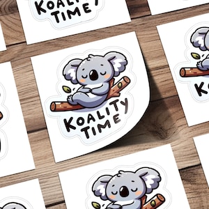 Koala Time Sticker Cartoon Cute, Koala Bear Sticker, Laptop Stickers, Macbook Decals, Koala Lover Gifts