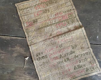 Beautiful Antique 1882 Victorian Sampler