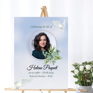 Funeral Poster Template Welcome Sign, Celebration of Life, Obituary Memorial Sign, Funeral Decor