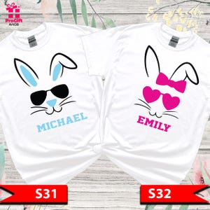 Personalized Childrens Easter T Shirt, Custom Bunny Family Shirt, Easter Top, Easter Gift T-shirt, Hip Hop Easter Bunny T-shirt, S31