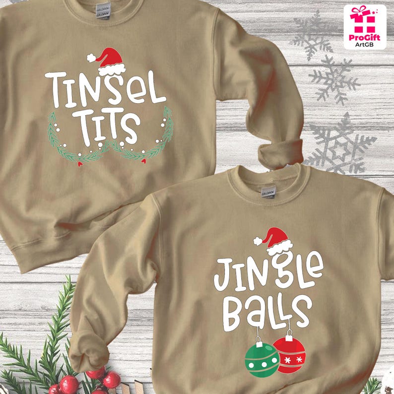 Jingle Balls Sweatshirt, Tinsel Tits Jumper, Family Christmas Jumper