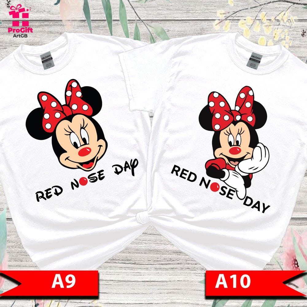 Red Nose Day Minnie Tshirt, Minnie Mouse Tshirt, Womens Red Nosed Day Tshirt, Red Nose Day Gift Top, Minnie Tshirt, Girls Fun Tshirt E+ Shirttrend