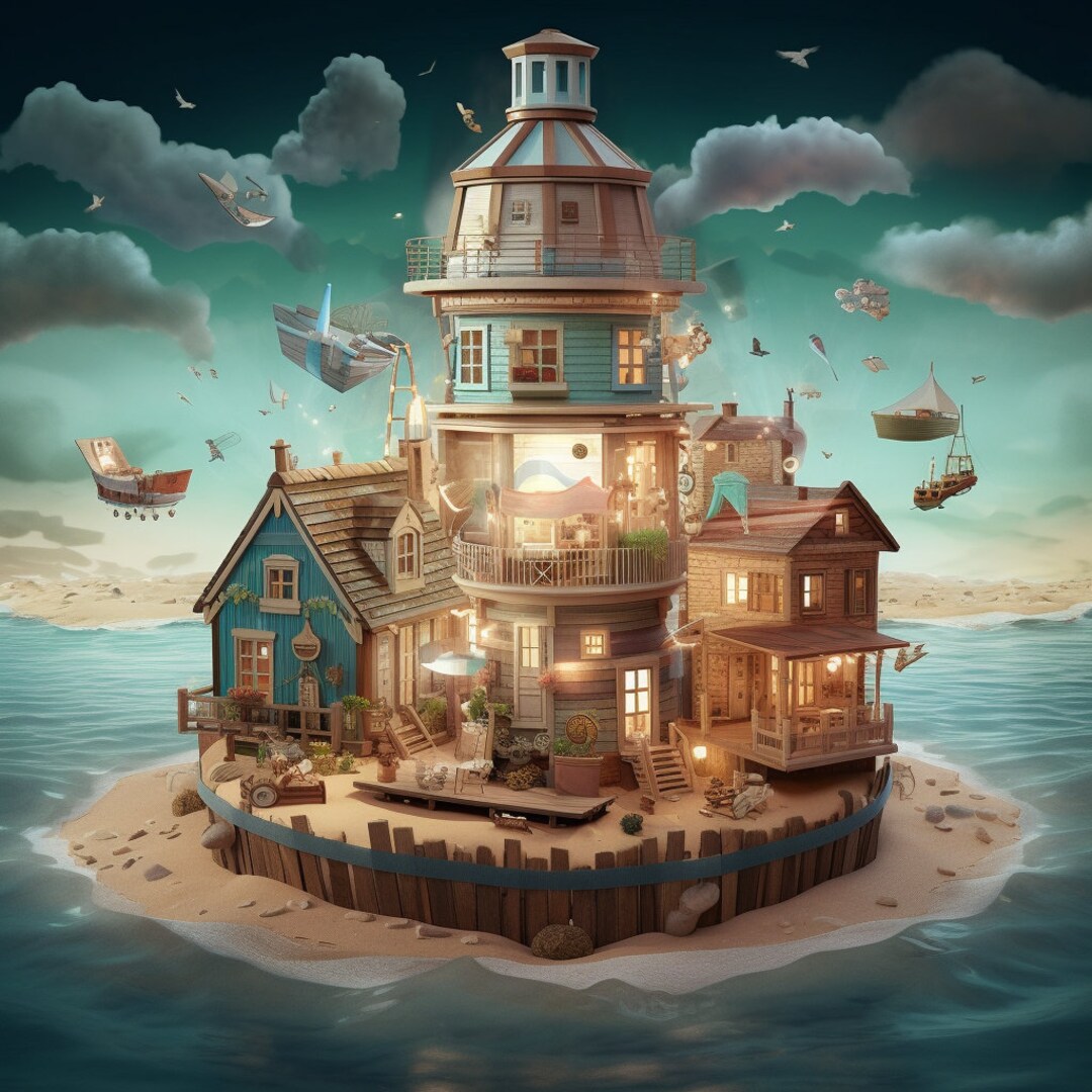 Lighthouse, AI Art, Lighthouse Art, Beach House, Beach House AI, Life's ...
