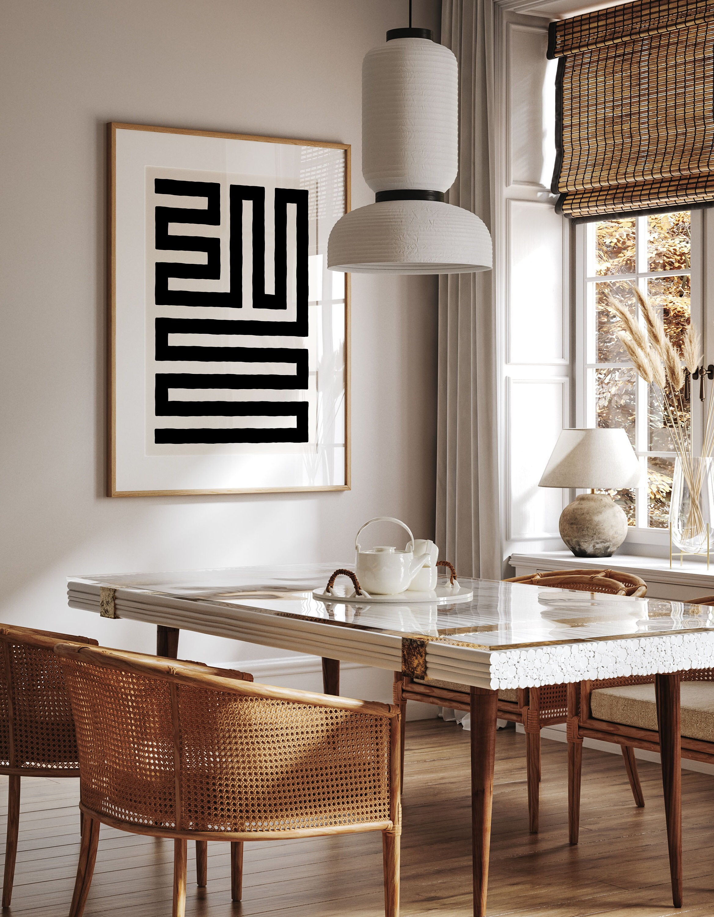 Minimalist Black and White Abstract Wall Art | Modern Geometric Digital ...