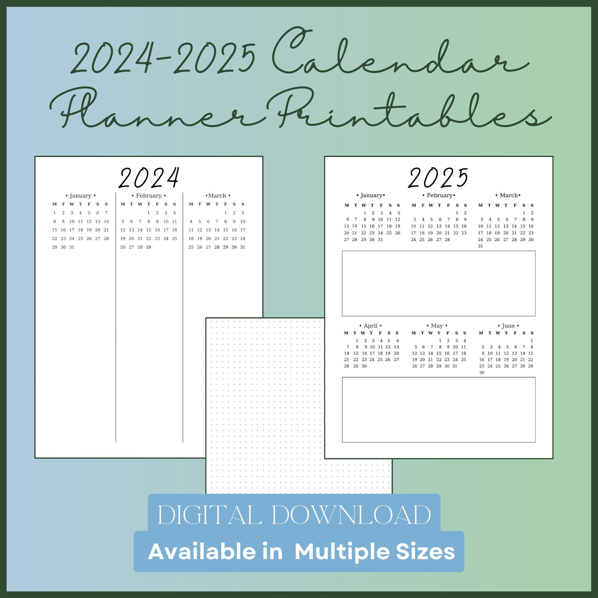 20242025 Calendars Future Logs Planner Printable Minimalistic Etsy