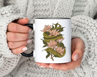 Snake Mug, Reptile Mug, Pet Lover Gift, Trendy Goblincore Clothing Cottagecore Aesthetic mug, Gift for Women, Witchy Cottagecore Tee, Gift