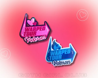 Warped Tour Veteran Holographic sticker- Two color options, blue and pink- Merch, Bands, Alternative, Emo, Hardcore, Pop Punk