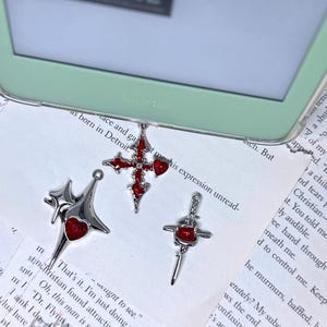 Red Y2K Burst Kindle Charms- Dust Plugs- Phone Plugs- Tablet Charms- iPad Charms- Reader Gifts and Accessories