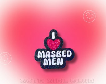 I Love Masked Men Holographic Sticker- Book Merch- Booktok- Smut- Spicy Book- Dark Romance- Dark Fantasy- 2000s style Love sticker