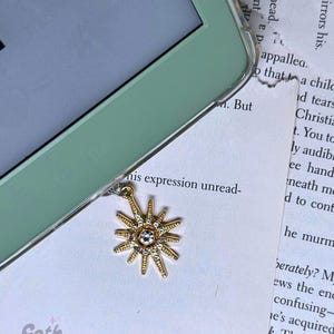 Gold Sun Burst Kindle Charms- Dust Plugs- Phone Plugs- Tablet Charms- iPad Charms- Reader Gifts and Accessories