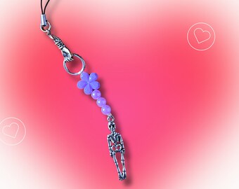 Skelett und Blume Handy oder kindle Charme- lila Perlen- schmücken Sie Ihr kindle oder Handy-Handy Dekor-Kindle Dekor