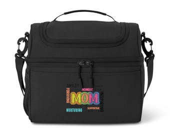 Bolsa térmica colorida con nube de palabras para mamá / Bolsa para el almuerzo con palabras para mamá
